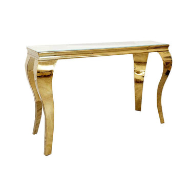 Louis Gold Console Table - Elegant Glass Top, Stylish Design for Living Room & Hallway - UK Luxury Furniture